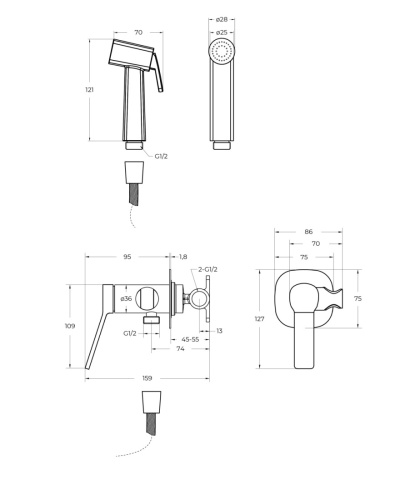 Гигенический душ со смесителем BelBagno ALBANO ALBANO-HGN-CRM хром - фото 3