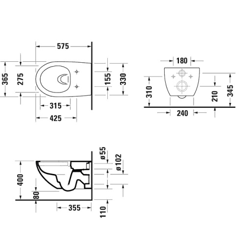 Унитаз подвесной Duravit Architec 45726900A1 (257209+006969) белый с сиденьем микролифт безободковый - фото 2