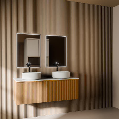 Тумба с раковиной+зеркало Art Decco Andy (Энди) AAN12W11D3M0 120x45x40 подвесная цвет белый дуб - фото 2