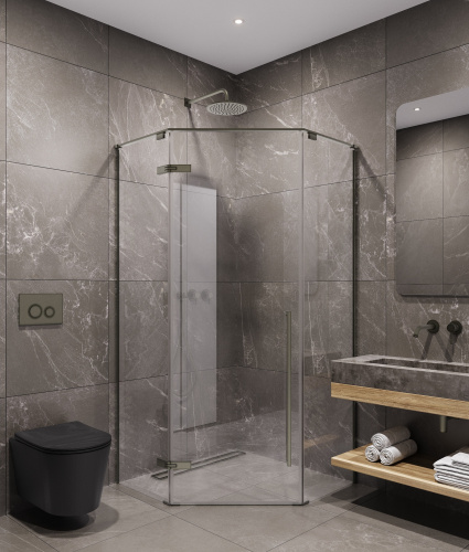 Душевой уголок Timo T67 100х100 стекло прозрачное профиль никель без поддона - фото 2