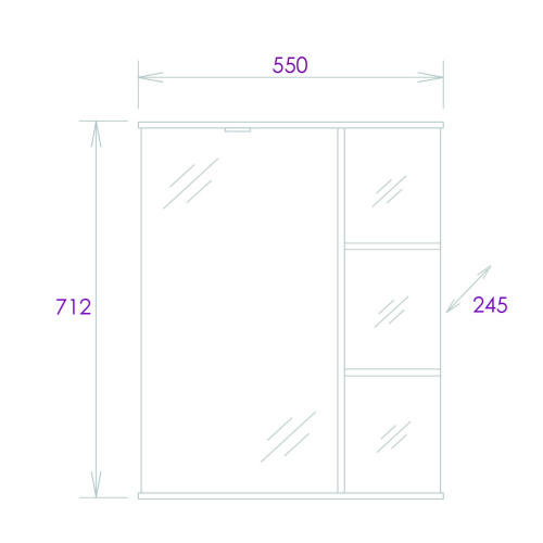 Зеркало-шкаф Onika Карина 205512 55х25х71 подвесной цвет белый - фото 3