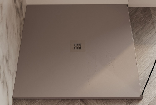 Душевой поддон Allen Brau Priority 8.31002-PGM 90х90 искусственный камень серый без каркаса - фото 4