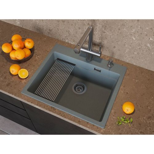 Кухонная мойка Grandex Aqua 500502 60х51 цвет серый поверхность матовая - фото 5