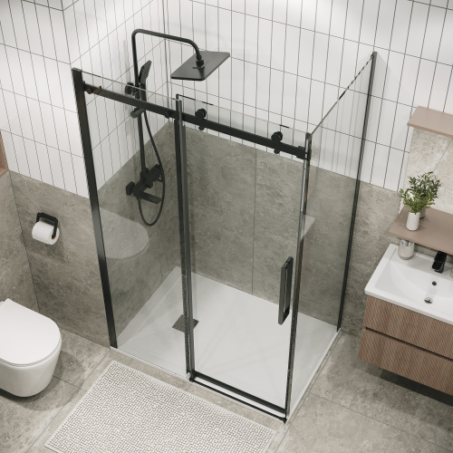 Душевая перегородка Grossman Classic 200.K33.04.90.42.00 90х195 стекло прозрачное профиль графит - фото 5