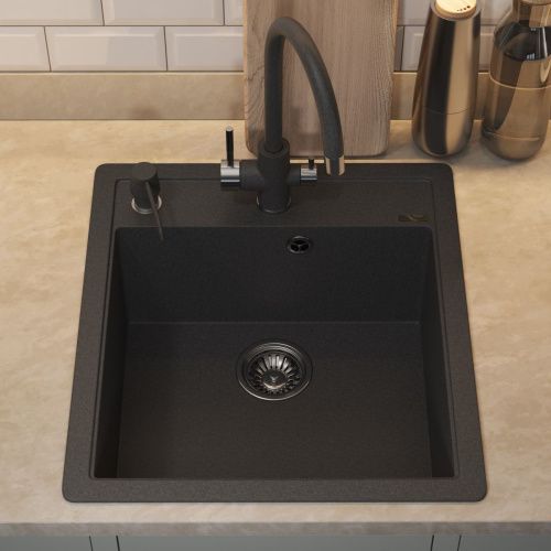 Кухонная мойка Uperwood Quartz Premium UPD-07 3910202127 45х50 цвет черный поверхность матовая - фото 4