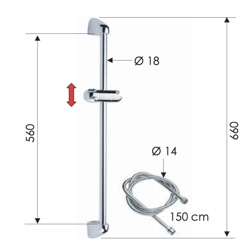 Душевая штанга Remer 314 настенная цвет хром - фото 2