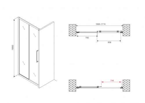 Душевая дверь Abber Schwarzer Diamant AG30170MH 170х195 стекло матовое профиль хром глянцевый - фото 5