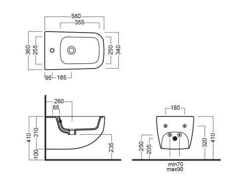 Биде Hatria NEXT A0Y1F202 подвесное - фото 3