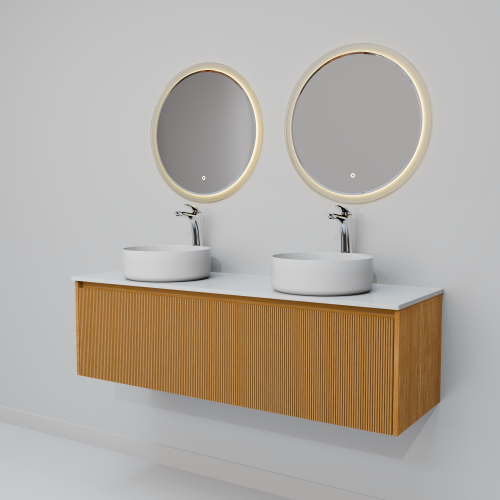 Тумба с раковиной+зеркало Art Decco Elizabeth (Элизабет) AEL14W11D3MF 140x45x40 подвесная цвет белый дуб - фото 5