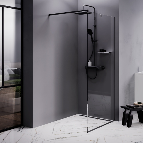 Душевая перегородка Am.Pm Func W84WI-90-F1-BTE 90х200 стекло прозрачное профиль черный