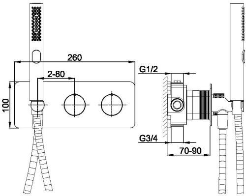 Смеситель для ванны с душем Allen Brau Liberty 5.33009-31 встраиваемый в стену черный - фото 5