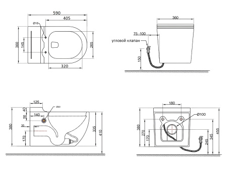 Унитаз подвесной Cerutti SPA CT10194 черный матовый с сиденьем микролифт безободковый импульсный смыв - фото 5
