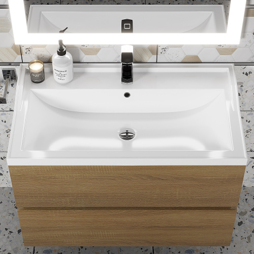 Раковина из литьевого мрамора Uperwood Family 293020630 80х45 полувстраиваемая цвет белый - фото 3