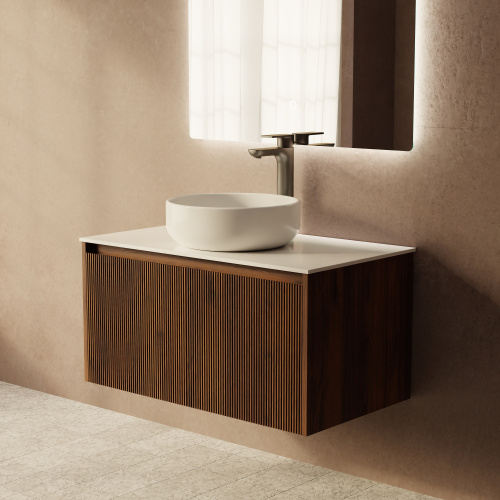 Тумба с раковиной+зеркало Art Decco Camilla (Камилла) ACM08W22S3M0 80x45x40 подвесная цвет черный орех - фото 5