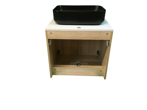 Тумба с раковиной Sintesi STL.W7021_SIN-LVB-APP-409BM 60х55х50 подвесная цвет белый/коричневый/черный матовый - фото 2