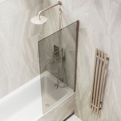 Душевая шторка на ванну Maybah Glass MGV-69-2ш 70х140 стекло тонированное профиль бронза ориентация универсальная - фото 4