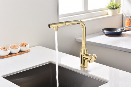 Смеситель для кухни Paulmark URBAN Ur213104-G на раковину золото - фото 4