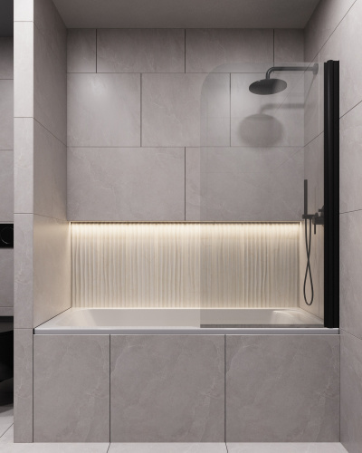 Шторка для ванны Timo T27 70х140 стекло прозрачное профиль черный ориентация универсальная - фото 5