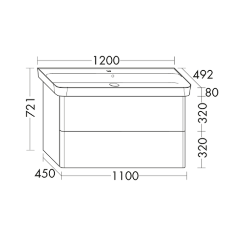 Тумба с раковиной Burgbad Iveo SFEN120F2834G0161C0001*1 120х49х72 подвесная цвет дуб фланелевый - фото 2