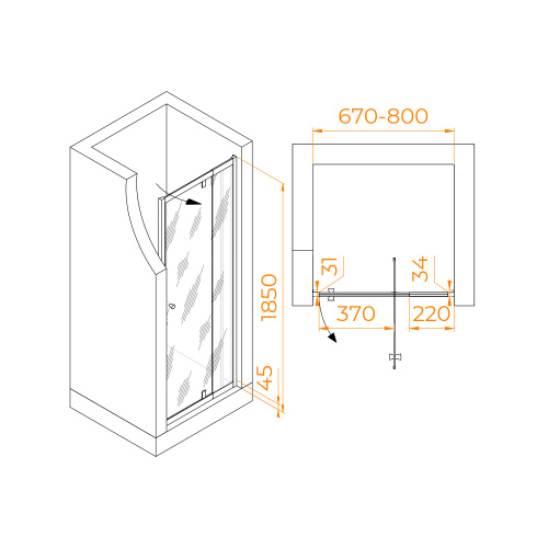 Душевая дверь RGW Passage 41080207-51 70х185 стекло шиншилла профиль хром глянцевый - фото 3