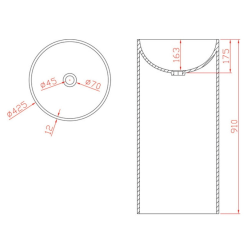 Раковина из искусственного камня MonteBianco Pisa 11235 43х43 напольная цвет белый матовый без отверстий под смеситель - фото 5