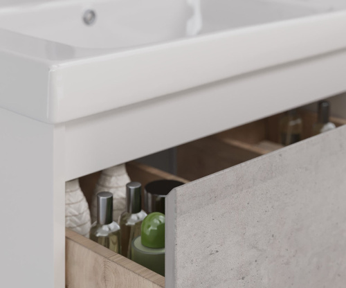 Тумба под раковину LeMark Combi LM03C100T-Beton 96х45х65 напольная/подвесная цвет бетон/белый - фото 4