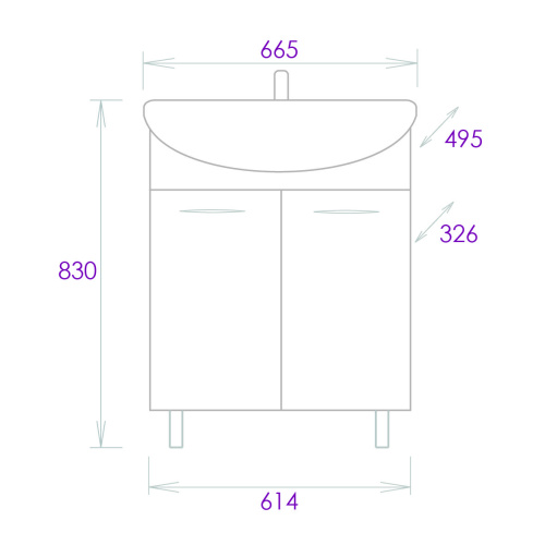 Тумба под раковину Onika Стелла 106501 61х33х68 напольная - фото 3