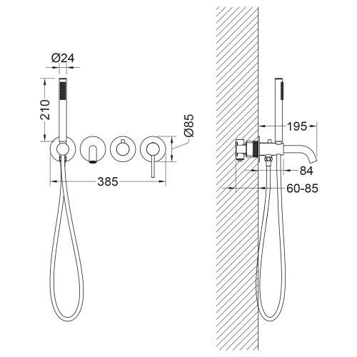 Смеситель для ванны и душа Timo Saona 2314/16YSM встраиваемый в стену белый матовый - фото 2