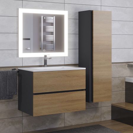 Тумба с раковиной Uperwood Barsa-Next 2900000095 70х50 цвет коричневый/черный
