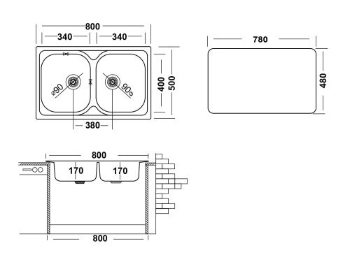 Кухонная мойка Ukinox Гранд GRP800.500 20GT8K -O 50х80 цвет хром поверхность полированная - фото 3