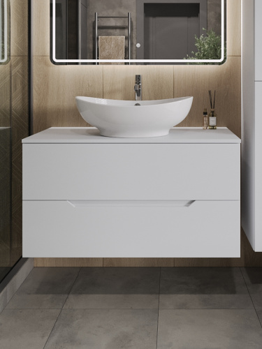 Тумба с раковиной Orange Line Li-100TuwMDF+B08-585W 101х46х73 - фото 3