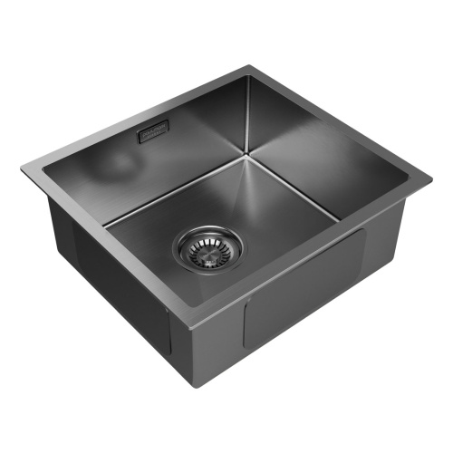Кухонная мойка Paulmark ALLER 44 UNI PM904444-GM 39х39 цвет вороненая сталь - фото 2