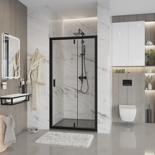 Душевая дверь Niagara Nova NG-83-10AB 100х195 стекло прозрачное профиль черный - фото 2