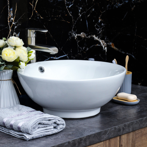 Раковина из сантехнического фарфора Melana 320302-805 42х42 накладная цвет белый без отверстий под смеситель - фото 5