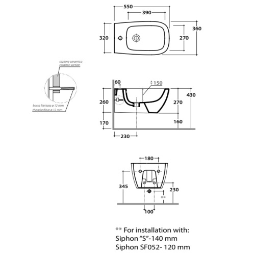 Биде Globo Genesis GNS09.BO*1 подвесное - фото 2