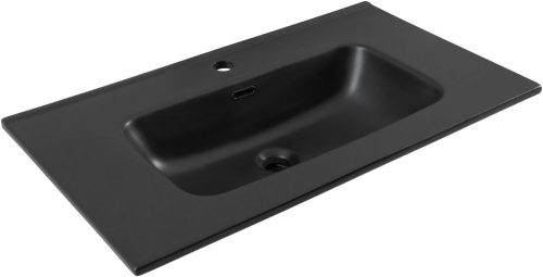Раковина керамическая Aquanet Flat 00329255 81х47 полувстраиваемая цвет черный 1 отверстие под смеситель - фото 5