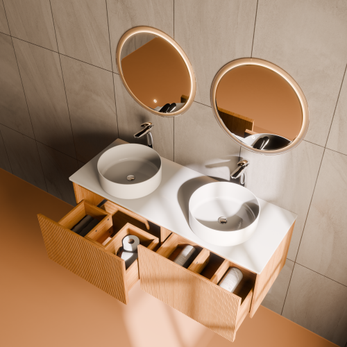 Тумба с раковиной+зеркало Art Decco Elizabeth (Элизабет) AEL12W11D3M0 120x45x40 подвесная цвет белый дуб - фото 3