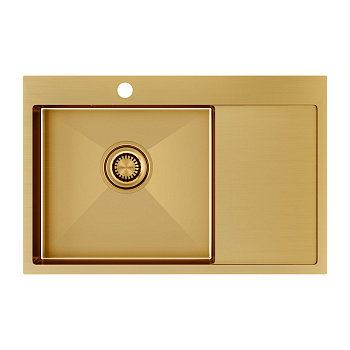 Кухонная мойка Paulmark VELTEN 78F PM807851-BGL 78х51 цвет брашированное золото поверхность матовая