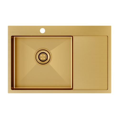 Кухонная мойка Paulmark VELTEN 78F PM807851-BGL 78х51 цвет брашированное золото поверхность матовая