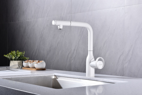 Смеситель для кухни Paulmark URBAN Ur213104-WH на раковину белый матовый - фото 5