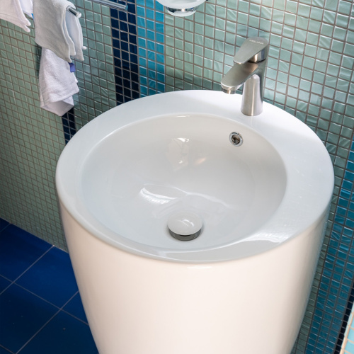 Раковина из сантехнического фарфора Melana B133-805 50х50 напольная цвет белый 1 отверстие под смеситель - фото 4