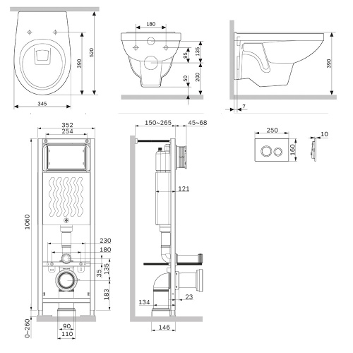 Комплект унитаз с инсталляцией с клавишей смыва Am.Pm Jupiter IS110151.DX77C1738 - фото 2