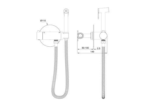 Гигиенический душ со смесителем Wonzon & Woghand WW-88819902-BGM графит - фото 2