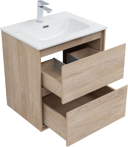 Тумба под раковину Aquanet Милан 00336382 60х45х64 подвесная цвет светлое дерево - фото 3