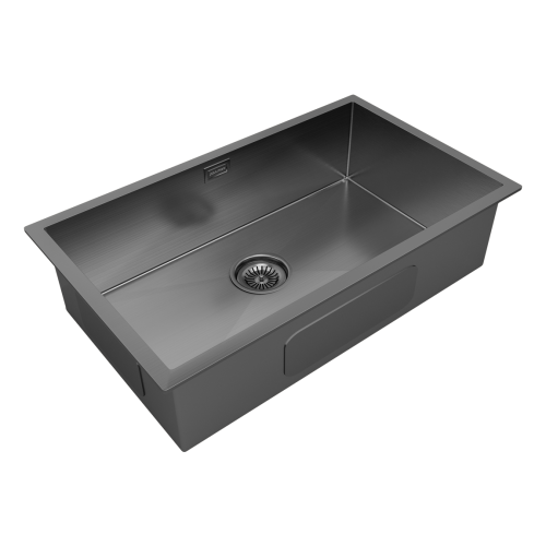 Кухонная мойка Paulmark GERBERG 74 UNI PM257444-GM 69х39 цвет вороненая сталь - фото 2