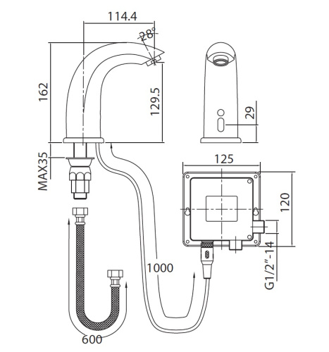 Кран для холодной воды Creavit ES2200 на раковину хром - фото 2