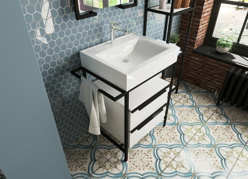 Тумба с раковиной Эстет ФР-00003613 71х50х88 напольная цвет белый/черный - фото 3