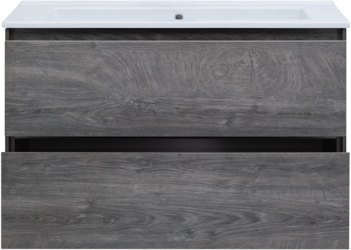 Тумба под раковину Aquanet Милан 00339972 106х46х66 подвесная цвет темное дерево - фото 5