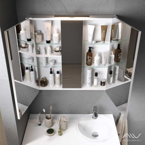 Зеркало-шкаф Alavann Cosmetic ALV0772001 90х15х80 подвесной цвет белый - фото 2