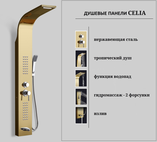 Душевая панель Cerutti SPA CT10404 прямоугольная настенная - фото 5